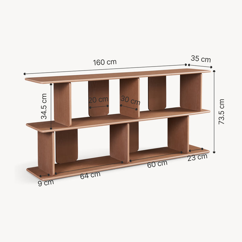 Esquema acotado Librería Gäljami 4 compartimentos abiertos 160x35x74cm - [en.casa]
