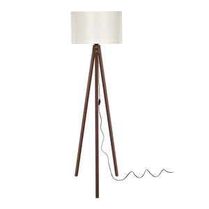 Lámpara de pie Rochester 1xE27 20 W MDF PVC textil 19 x 37 cm varios colores [lux.pro]
