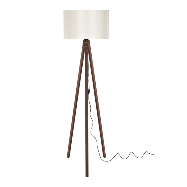 Lámpara de pie Rochester 1xE27 20 W MDF PVC textil 19 x 37 cm varios colores [lux.pro]