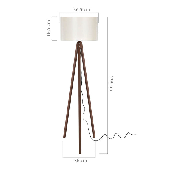 Lámpara de pie Rochester 1xE27 20 W MDF PVC textil 19 x 37 cm varios colores [lux.pro]