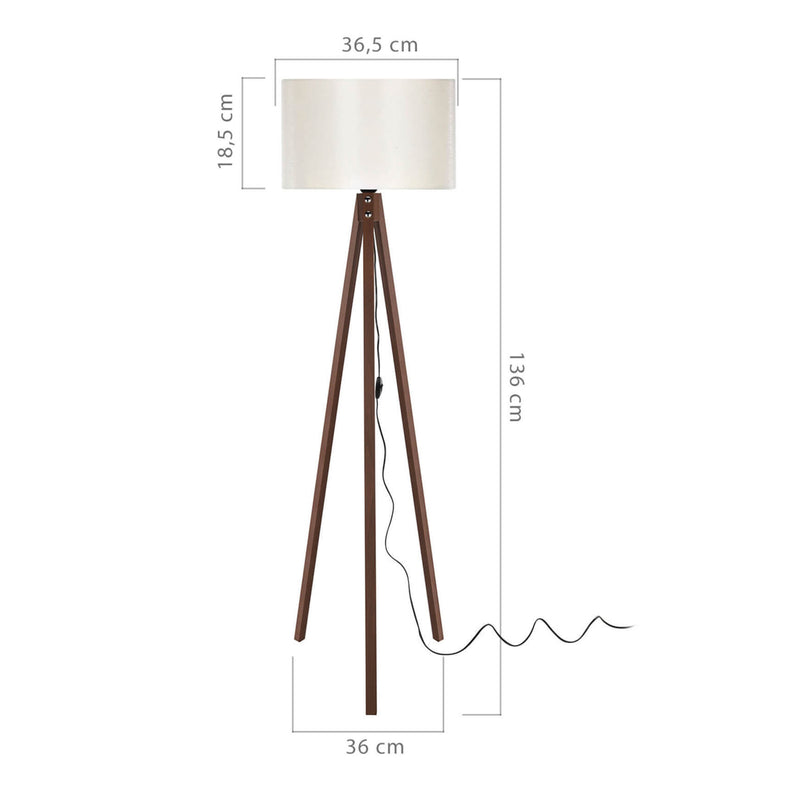 Esquema acotado Lámpara de pie Rochester 1xE27 20 W MDF PVC textil 19 x 37 cm varios colores [lux.pro]