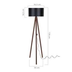 Lámpara de pie Rochester 1xE27 20 W MDF PVC textil 19 x 37 cm varios colores [lux.pro]