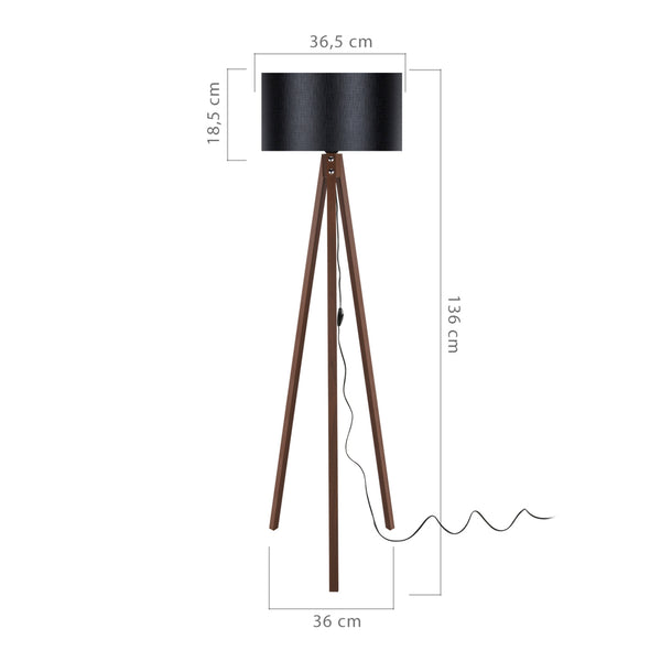 Lámpara de pie Rochester 1xE27 20 W MDF PVC textil 19 x 37 cm varios colores [lux.pro]