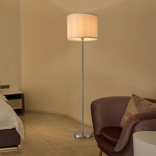 Lámpara de pie Tamworth E27 plata textil [lux.pro] - premiumXL