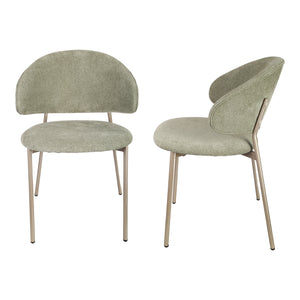 Conjunto de sillas de comedor Lipis textil verde [en.casa]