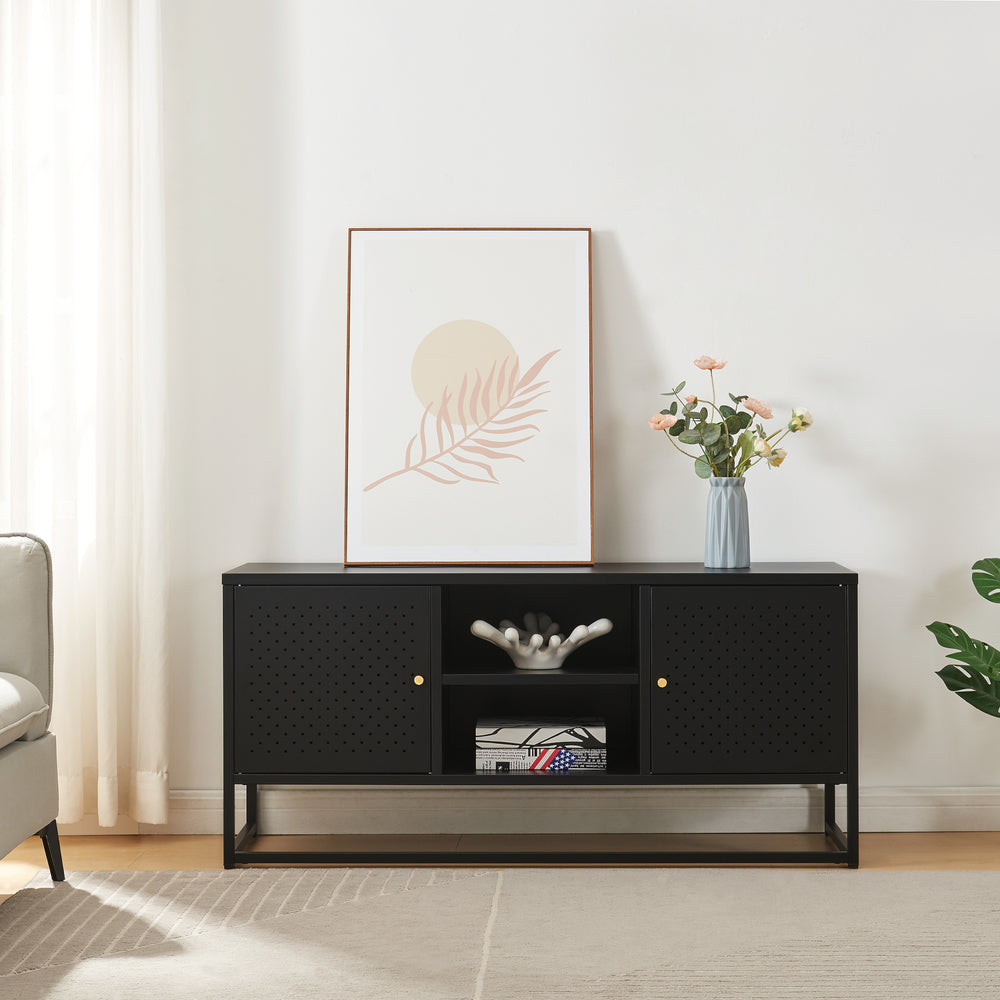 Mueble de TV Janakkala Acero Negro [en.casa]