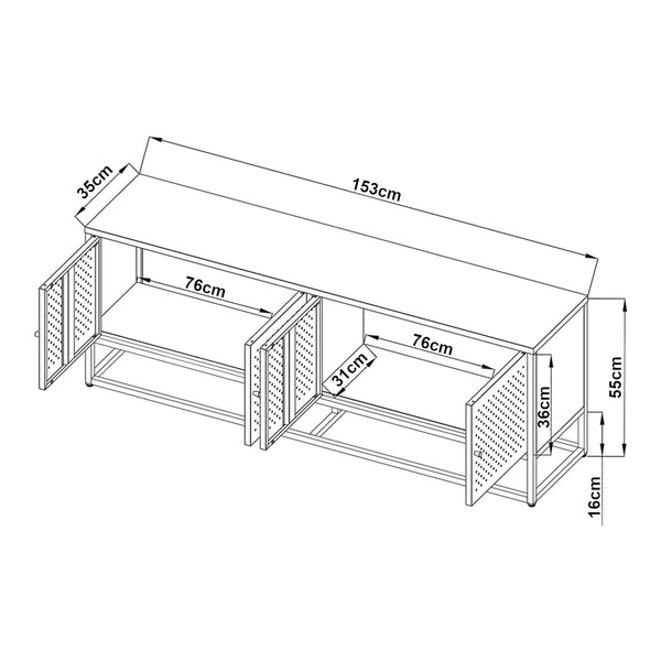 Mueble de TV Janakkala Acero Negro [en.casa]