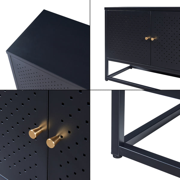 Mueble de TV Janakkala Acero Negro [en.casa]