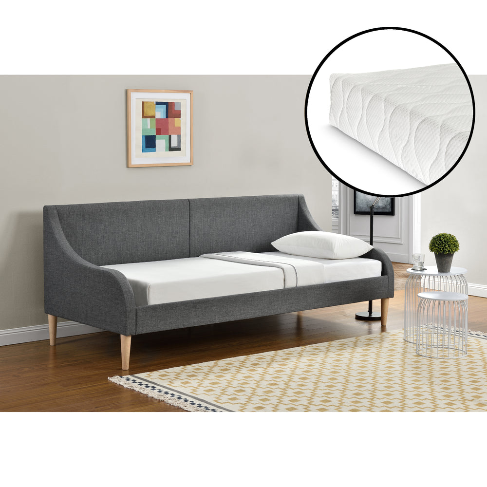 Cama de día 90x200 cm con o sin colchón de espuma fría gris oscuro en.casa - premiumXL