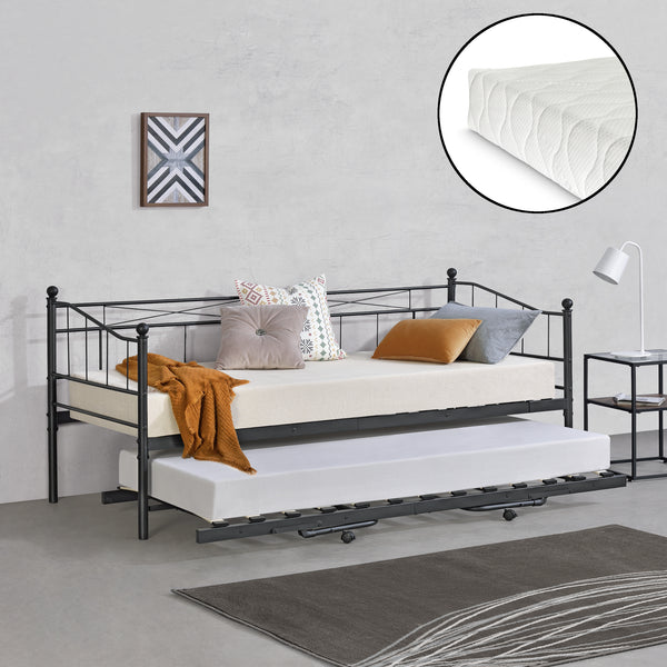 Cama de metal Skutskär con colchón 90x200cm en varios colores en.casa