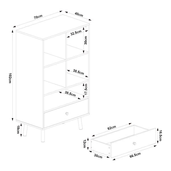 Estantería con cajón Reyljand [en.casa]