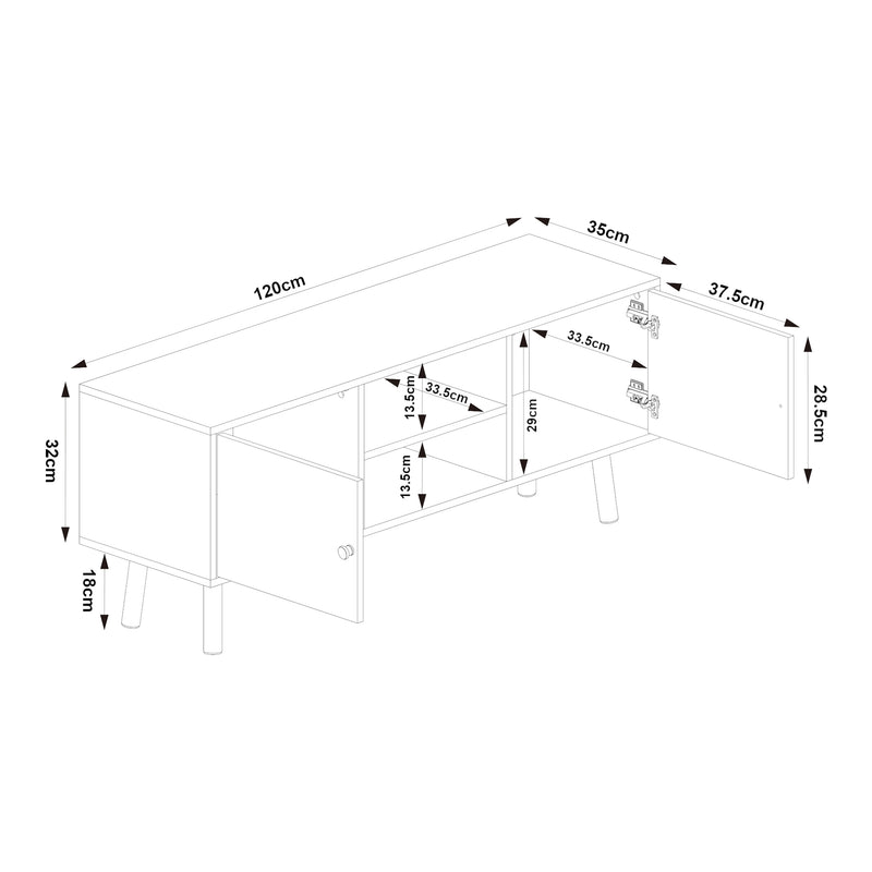 Esquema acotado Mueble de televisión Reyljand [en.casa]