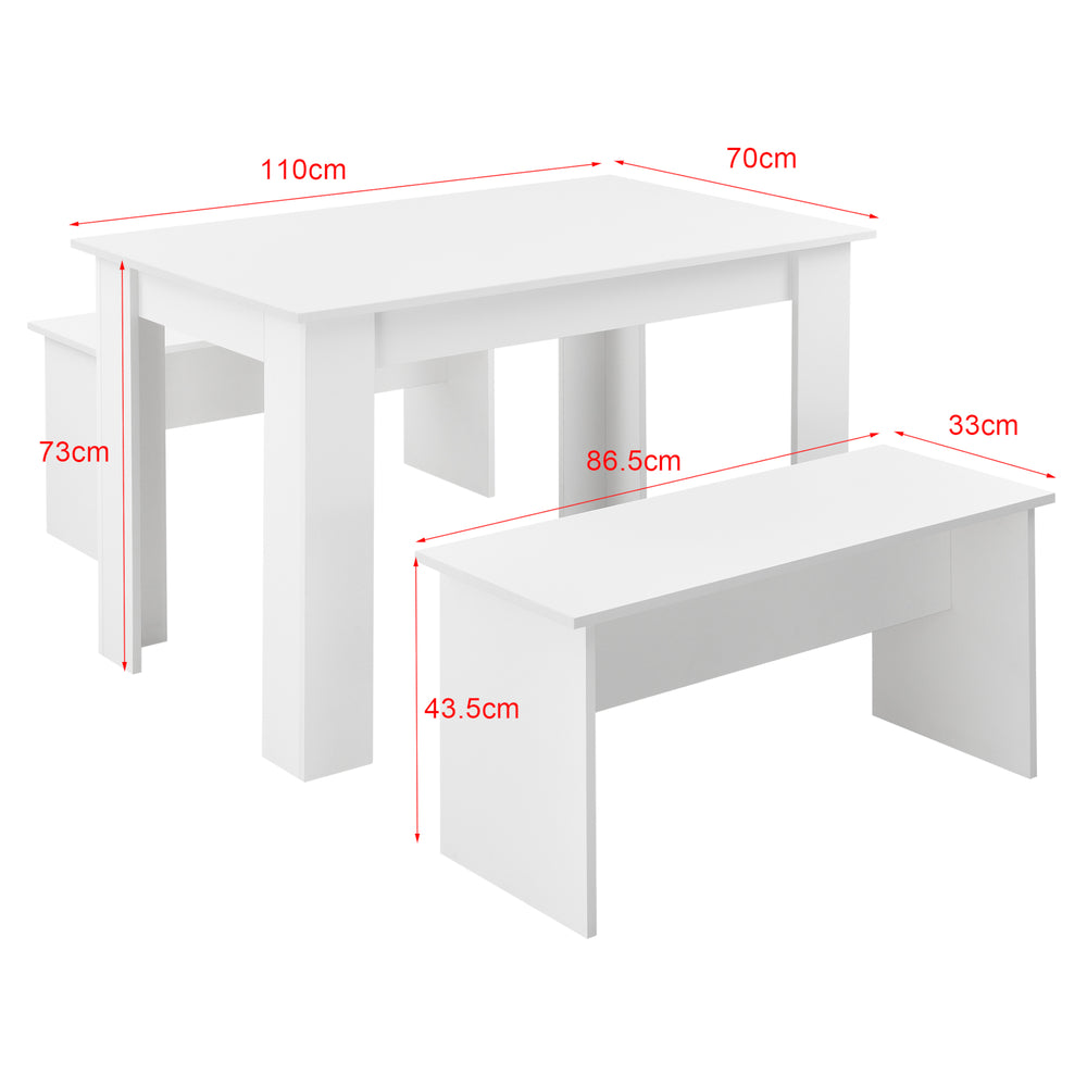 Conjunto de mesa y banco 110x70 cm en varios colores en.casa - premiumXL