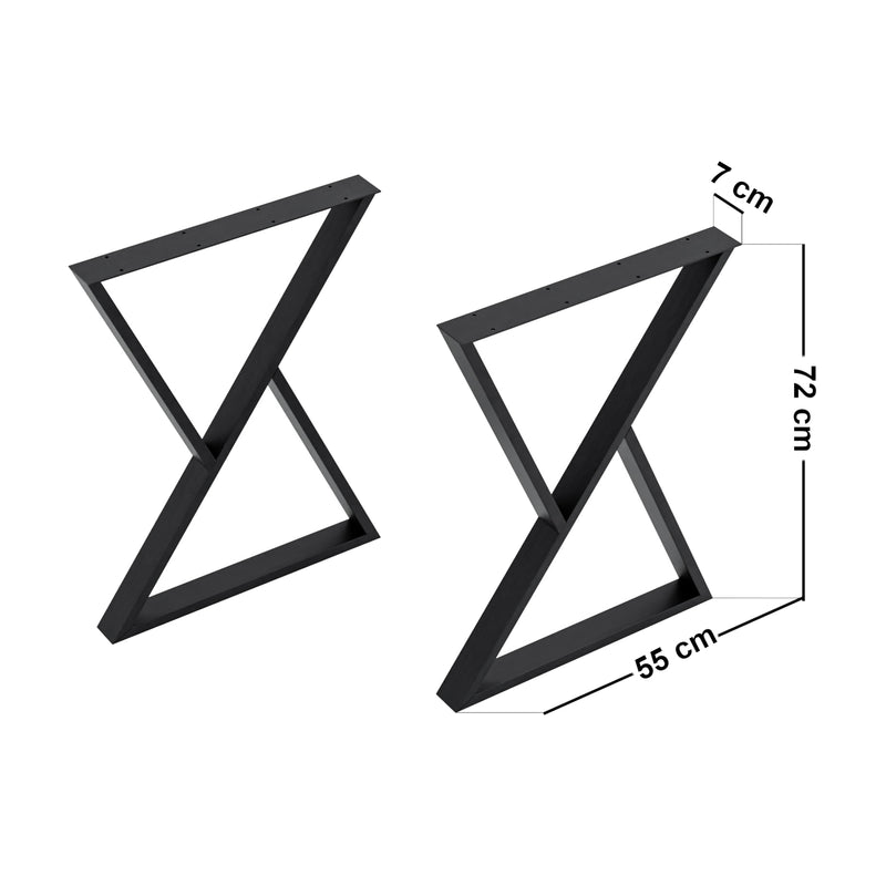 Esquema acotado Estructura de mesa Karvia juego de 2 acero [en.casa]