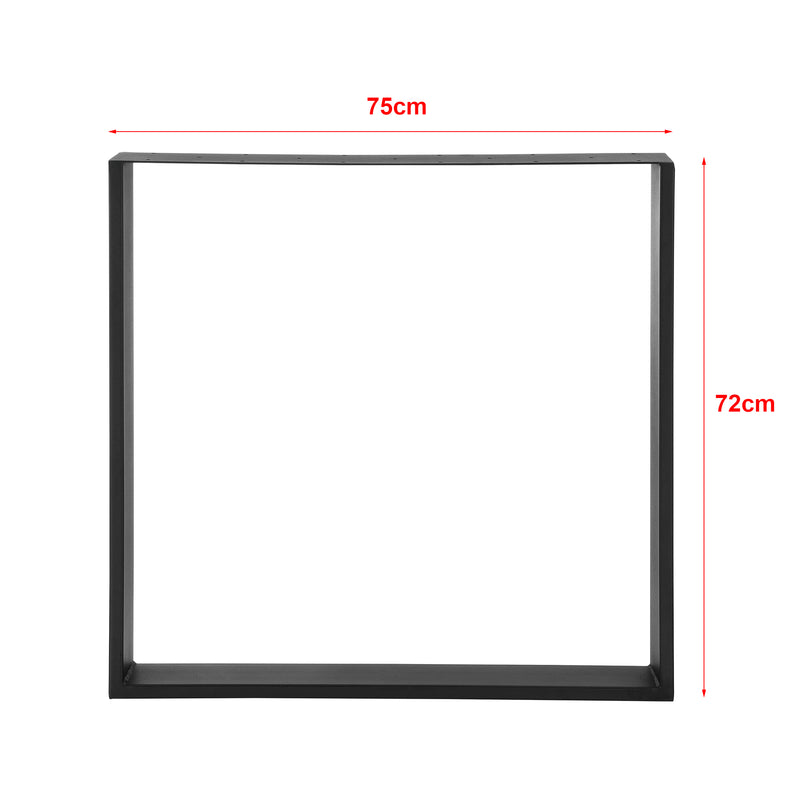 Esquema acotado Set de 2x patas de mesa de comedor Lülsfeld - Acero En diferentes medidas con protección para suelo - Negro mate [en.casa]