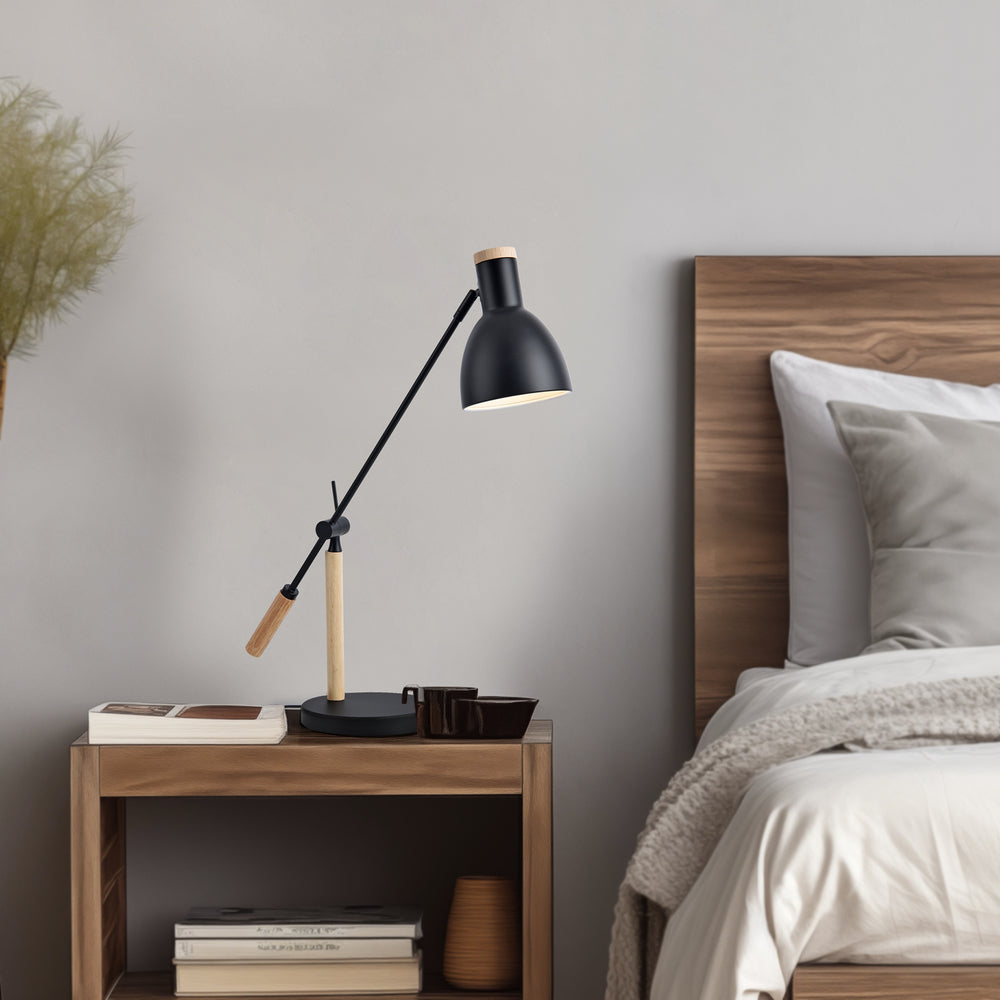 Lámpara de mesa Watford negro / color madera [lux.pro] - premiumXL