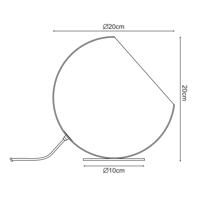 Esquema acotado Lámpara de mesa Lukkodso 1xE27 Ø20x20 cm Metal [lux.pro]