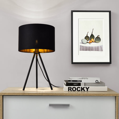 Lámpara de mesa Metz Max 40W con pantalla de tela y pies de metal lux.pro