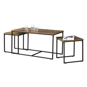 Conjunto de mesa Haparanda 3 piezas Tono oscuro de madera [en.casa]