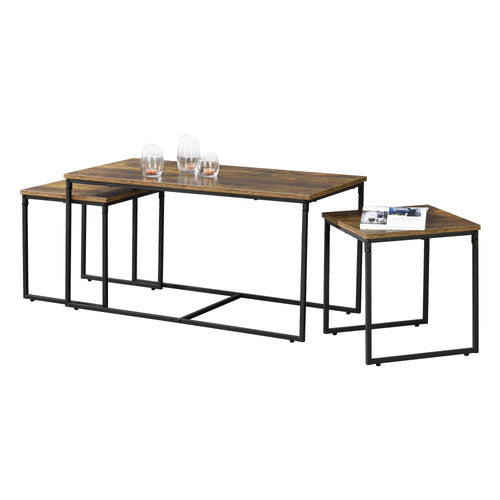 Conjunto de mesa Haparanda 3 piezas Tono oscuro de madera [en.casa]