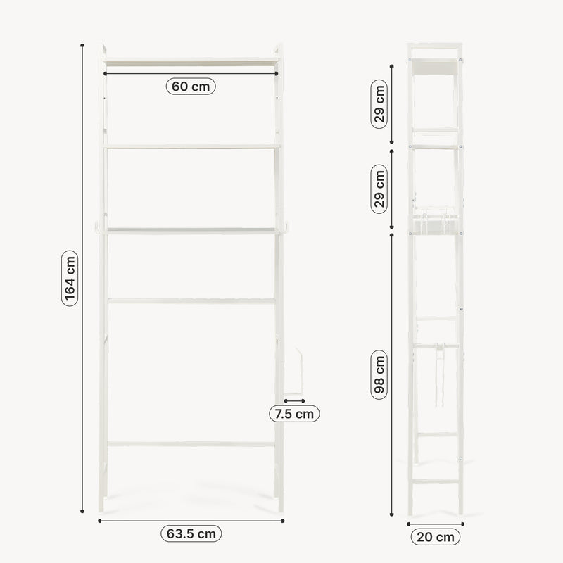 Esquema acotado Mueble de baño sobre el inodoro Ljukhobro metal 164x64x20cm - [en.casa]