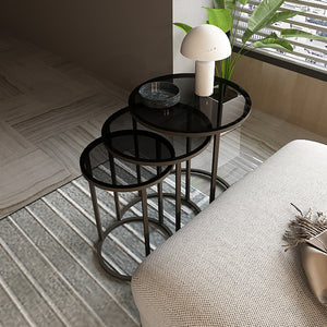 Mesa de centro Kyyjärvi en juego de 3 piezas, varios colores [en.casa]