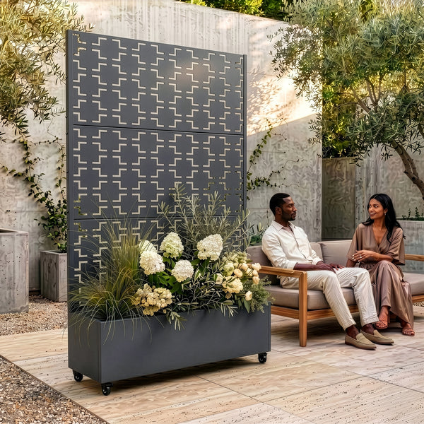 Tabique Aaskis con jardinera exterior 190x82/120x38cm [casa.pro]