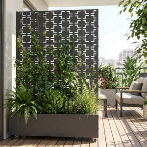 Tabique Aaskis con jardinera exterior 190x82/120x38cm [casa.pro]