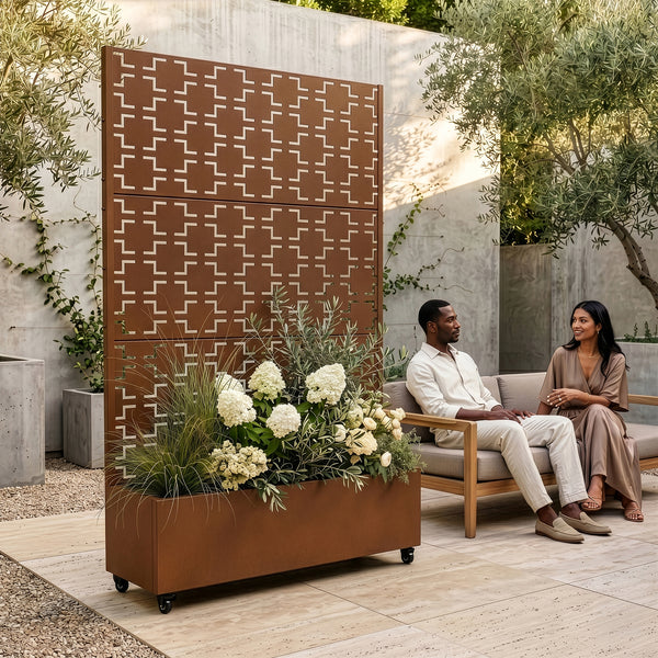 Tabique Aaskis con jardinera exterior 190x82/120x38cm [casa.pro]