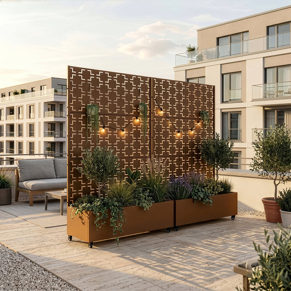 Tabique Aaskis con jardinera exterior 190x82/120x38cm [casa.pro]
