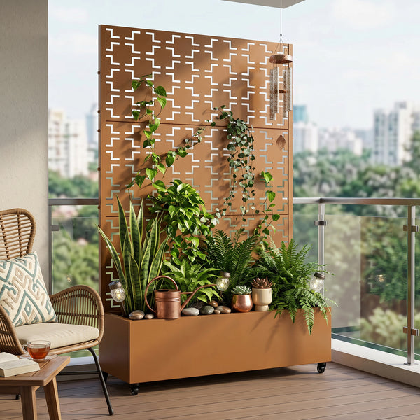 Tabique Aaskis con jardinera exterior 190x82/120x38cm [casa.pro]