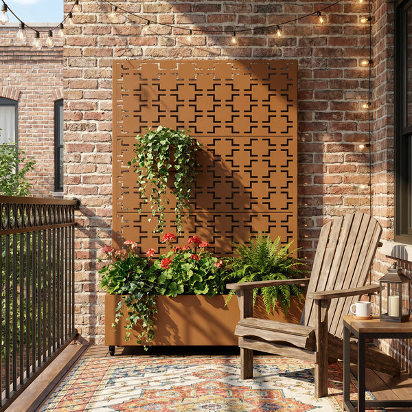 Tabique Aaskis con jardinera exterior 190x82/120x38cm [casa.pro]