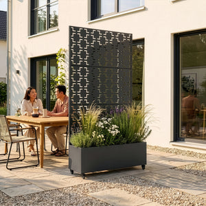 Tabique Aaskis con jardinera exterior 190x82/120x38cm [casa.pro]