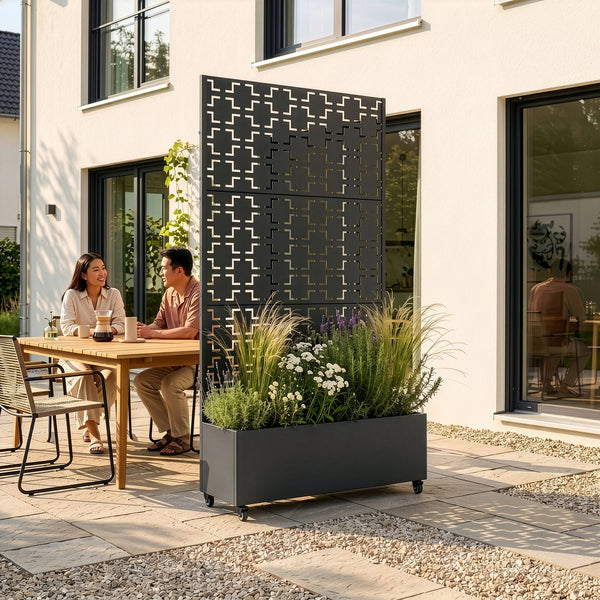 Tabique Aaskis con jardinera exterior 190x82/120x38cm [casa.pro]