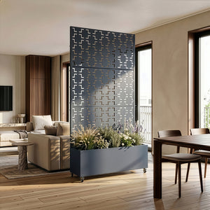 Tabique Aaskis con jardinera exterior 190x82/120x38cm [casa.pro]
