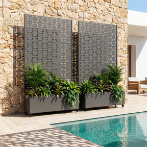 Tabique Aaskis con jardinera exterior 190x82/120x38cm [casa.pro]