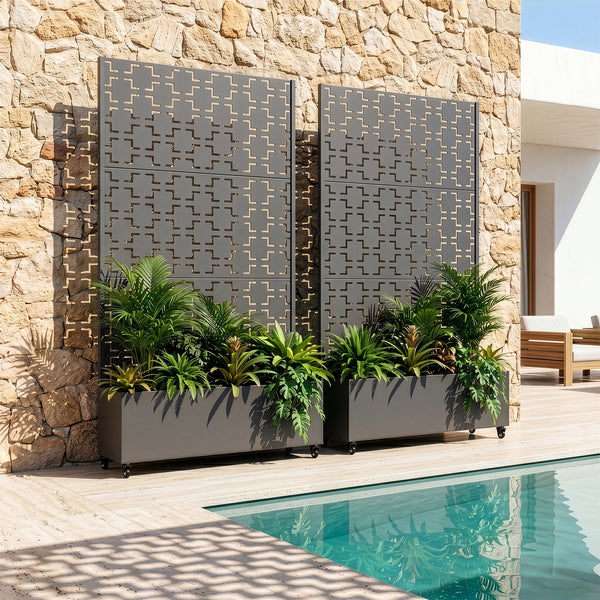 Tabique Aaskis con jardinera exterior 190x82/120x38cm [casa.pro]