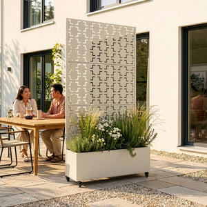 Tabique Aaskis con jardinera exterior 190x82/120x38cm [casa.pro]