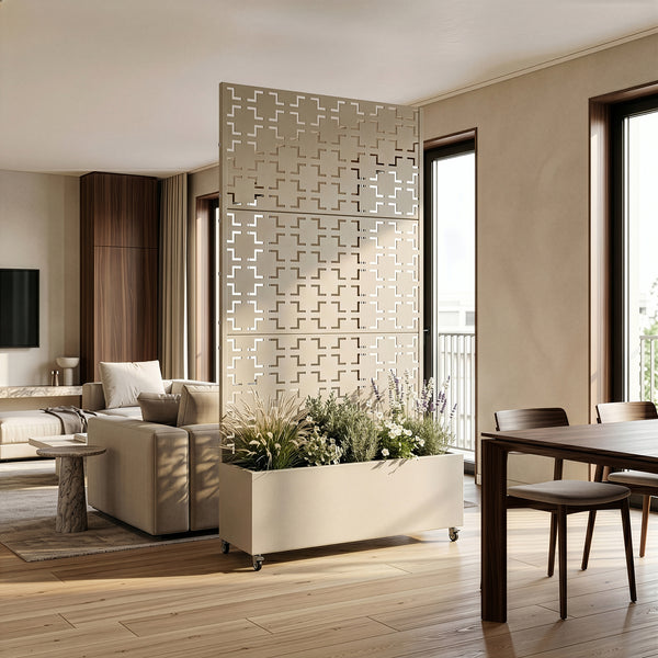 Tabique Aaskis con jardinera exterior 190x82/120x38cm [casa.pro]
