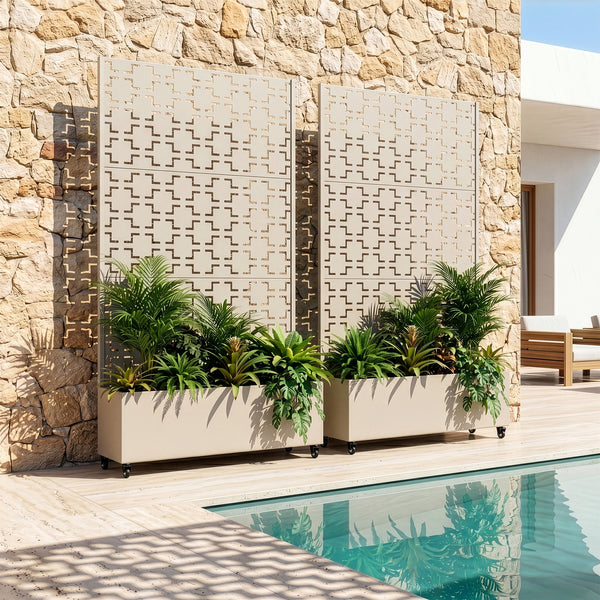 Tabique Aaskis con jardinera exterior 190x82/120x38cm [casa.pro]