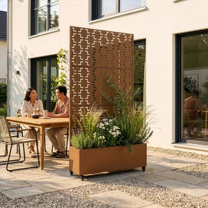 Tabique Aaskis con jardinera exterior 190x82/120x38cm [casa.pro]