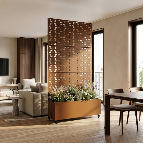 Tabique Aaskis con jardinera exterior 190x82/120x38cm [casa.pro]