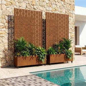 Tabique Aaskis con jardinera exterior 190x82/120x38cm [casa.pro]