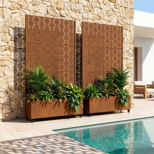 Tabique Aaskis con jardinera exterior 190x82/120x38cm [casa.pro]