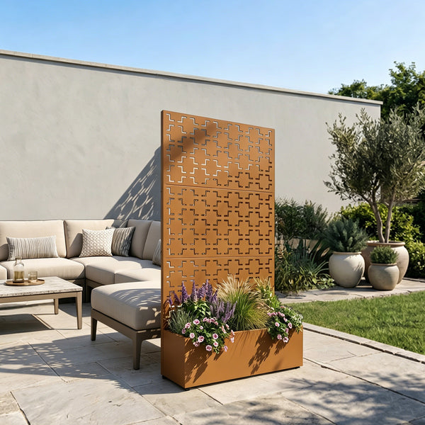 Tabique Aaskis con jardinera exterior 190x82/120x38cm [casa.pro]