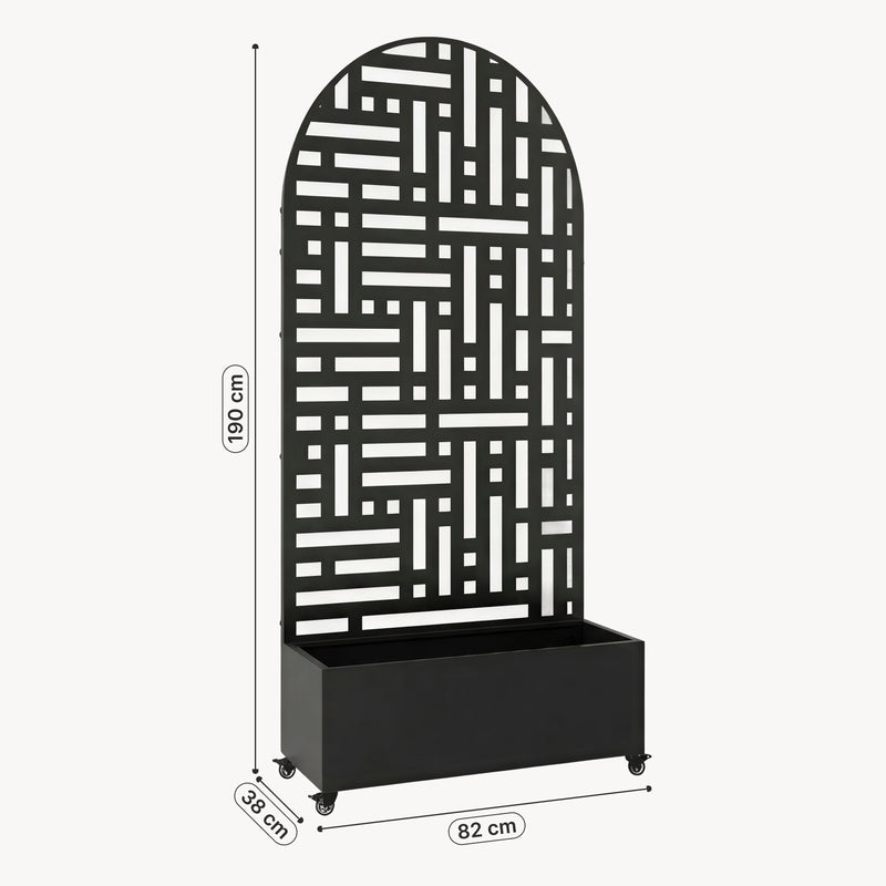 Esquema acotado Tabique Bernalda con macetero en forma de arco [casa.pro]