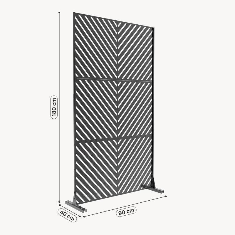 Esquema acotado Tabique Kekan exterior acero 180x90/120 cm [casa.pro]