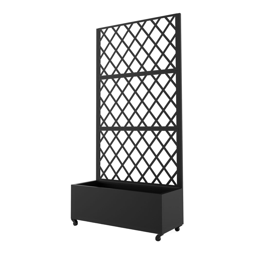 Tabique Malja con jardinera acero 190x82x38cm - Negro [casa.pro]