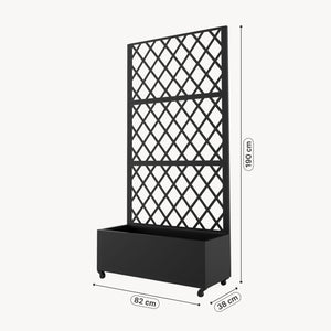 Tabique Malja con jardinera acero 190x82x38cm - Negro [casa.pro]