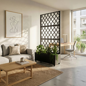 Tabique Malja con jardinera acero 190x82x38cm - Negro [casa.pro]